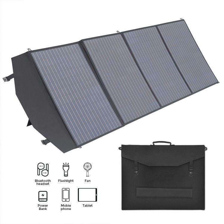 携帯200w 220w 柔軟な折りたたむ太陽光パネル HDPEプラスチックハンドルと地面ラック